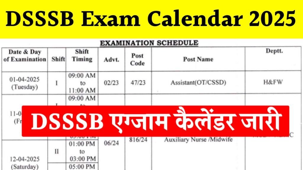 DSSSB Exam Calendar